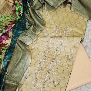 bunnai unstitched embroidered 3pc