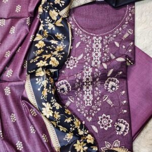 bunnai unstitched embroidered 3pc