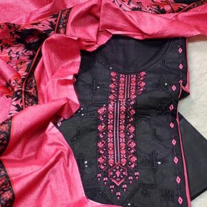 bunnai unstitched embroidered 3pc