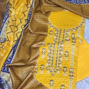 bunnai unstitched embroidered 3pc