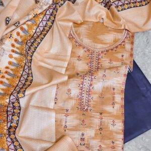 bunnai unstitched embroidered 3pc