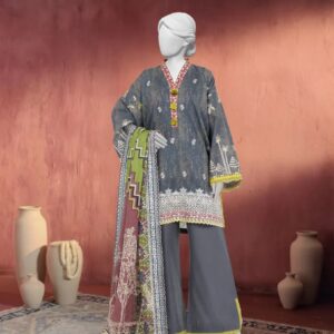 bunnai unstitched embroidered lawn 3pc