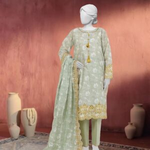 bunnai unstitched embroidered lawn 3pc