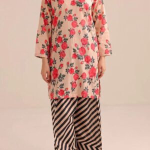 bunnai printed kurti with farshi shalwar 2pc