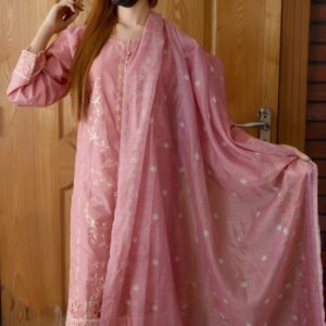 3 pc stitched embroidered suit