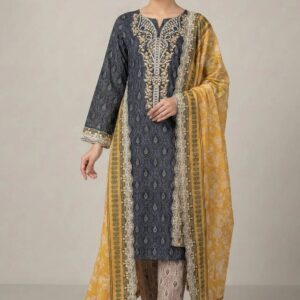 unstitched embroidered lawn 3pc by bunnai