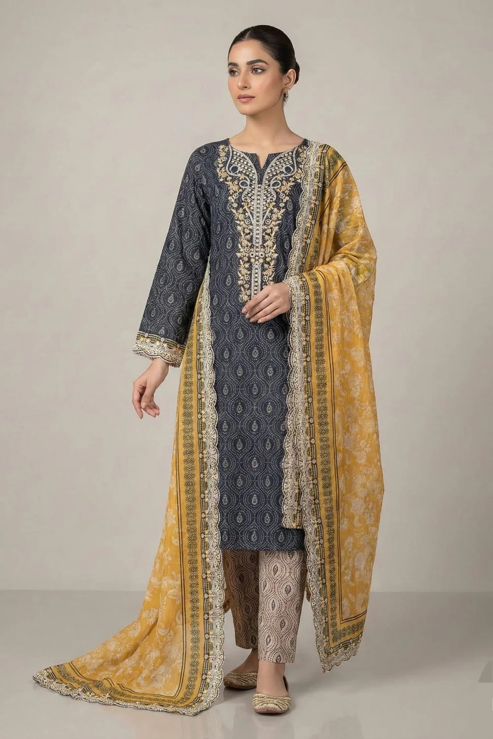 unstitched embroidered lawn 3pc by bunnai unstitched embroidered lawn 3pc by bunnai