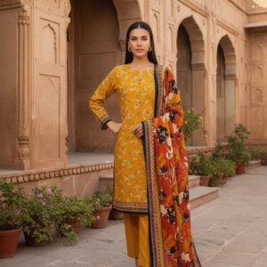 unstitched printed lawn 3pc by bunnai